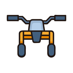 Stylized ATV Front View on Black Background with Distinct Coloring and Bold Lines