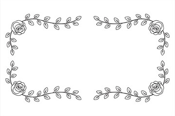 Elegant Rose and Leaf Decorative Border for Invitations and Art