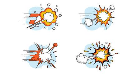 Explosion effects with clouds and debris in different styles