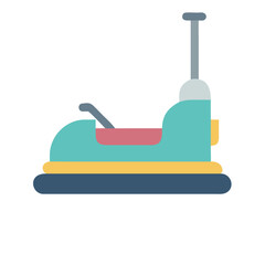 Flat design illustration of colorful bumper car isolated on black background