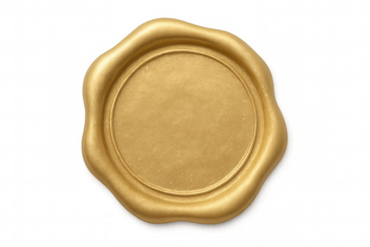 Golden seal on transparent background providing copy space, perfect for branding, certificates, or invitations - Powered by Adobe