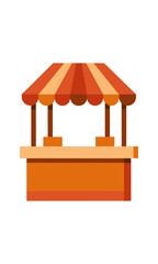 Vibrant market stall illustration offers charming outdoor sales point for diverse commercial uses