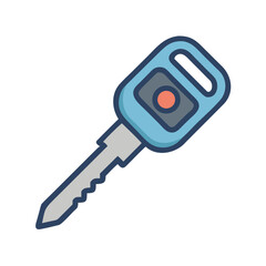 Stylized Car Key Icon on Black Background with Geometric Design Elements