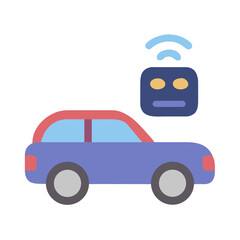 Flat illustration of a remote controlled car against a solid black background