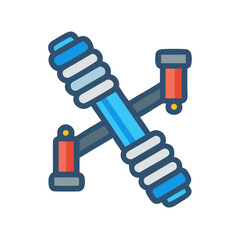 Abstract illustration of a water filtration system component with blue and red details