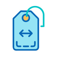 Light blue price tag icon with arrows pointing left