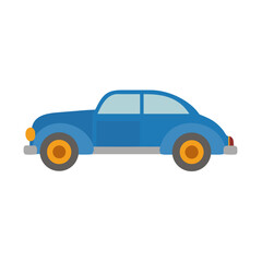 Classic blue car vector illustration with simplified shapes on a black background