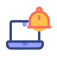 Laptop notification icon illustration for alert and update concepts