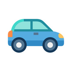 Stylized blue car icon illustration on black background for graphic design purposes