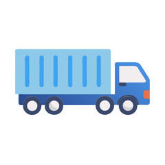 Simple flat vector illustration of a box truck on a black background