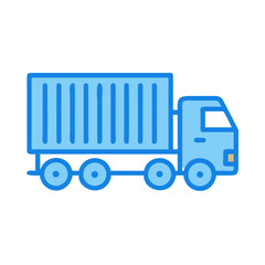Illustration of a delivery truck in light blue color, outlined in darker blue
