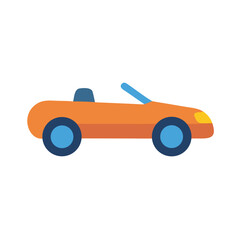 Flat Vector Illustration of a Convertible Car Isolated on Black Background