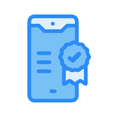 Smartphone with check mark badge for quality assurance approval