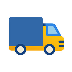 Delivery truck vector graphic in blue and yellow perfect for logistics concepts