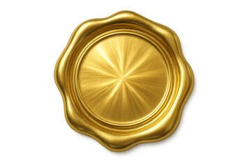 Golden seal wax with radial effect on a transparent background, offering space for customization and personalization