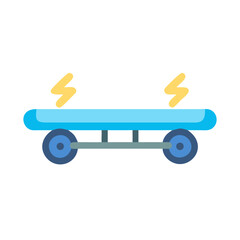 Electric Powered Platform Cart Illustration in Flat Design Style on Black Background