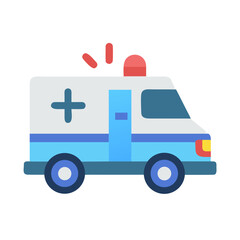 Simplified ambulance illustration, flat design for emergency services promotion and medical designs