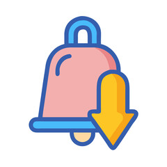 Notification bell with down arrow indicates alerts or updates