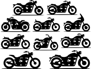 Obraz premium vintage motorcycle, bike, silhouette, motorbike, classic bike, vector bundle
