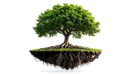 Floating tree with roots