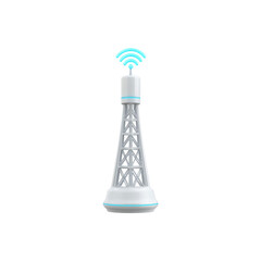 3D Render of a Modern Wireless Communication Tower with Wifi Signal