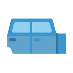Flat vector illustration of a blue car door against a black background.
