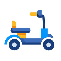 Isolated flat design scooter with blue and yellow on a black background