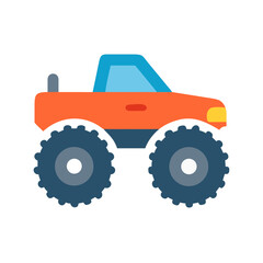 Vector Illustration of Monster Truck with Oversized Tires on Black Background