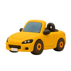 Cute clay style yellow roadster convertible toy illustration