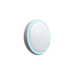 Futuristic White Circle with Glowing Blue Ring - Technology Interface Element