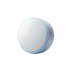 Sleek White Smart Home Device with Blue LED Light Ring