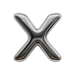 Shiny Silver Balloon X Shape on Light Gray Background