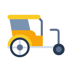 Flat Vector Illustration of a Rickshaw on Black Background for Graphic Design