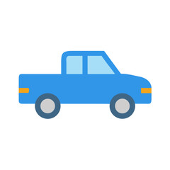 Flat vector illustration of a blue pickup truck on a black background
