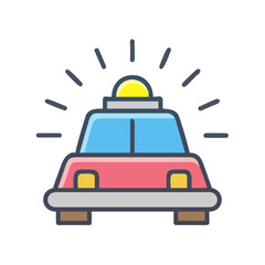 Emergency vehicle icon with flashing light on black background, vector illustration