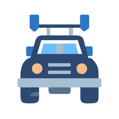 Flat Vector Illustration of Off-Road Vehicle with Spoiler on Dark Background