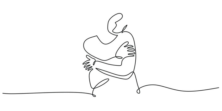 Woman hugging her reflection in a mirror as a self care concept