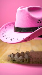 Pink cowboy hat over eggs