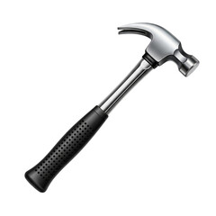 Metal claw hammer with black handle isolated on transparent background