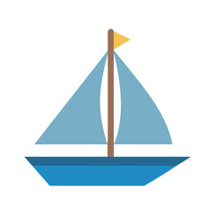 Minimalistic sailing boat graphic with clean lines isolated on a dark background