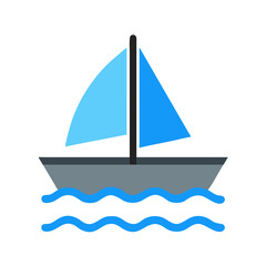 Minimalist blue sailboat illustration on a black background evoking calm and simplicity