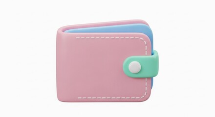 Adorable 3D Pastel Pink Wallet Illustration