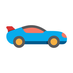 Obraz premium Flat illustration of a stylish blue sports car on a black background