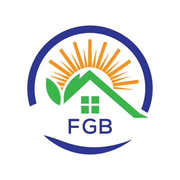 FGB Green Home Logo &ndash; Eco Friendly, Solar Energy, Real Estate and Sustainable Living Symbol. FGB Letter Logo.
