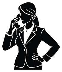 Businesswoman talking on the phone in formal suit vector illustration style