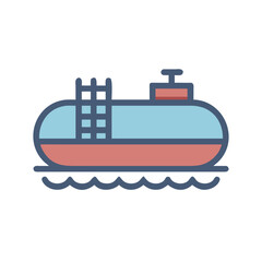 Obraz premium Stylized oil tanker icon with waves, ladder, and simple design on black background