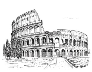 Colosseum Sketch, Rome, Italy