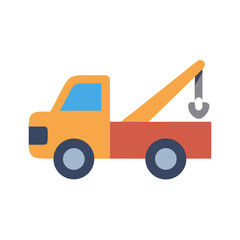 Flat illustration of a tow truck on a black background perfect for designs