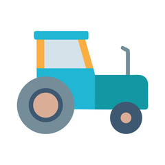 Simple flat illustration of a blue tractor on a black background