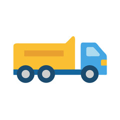 Flat vector illustration of a construction dump truck on black background